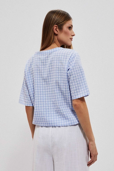 Koszula z wiązaniem biało niebieska