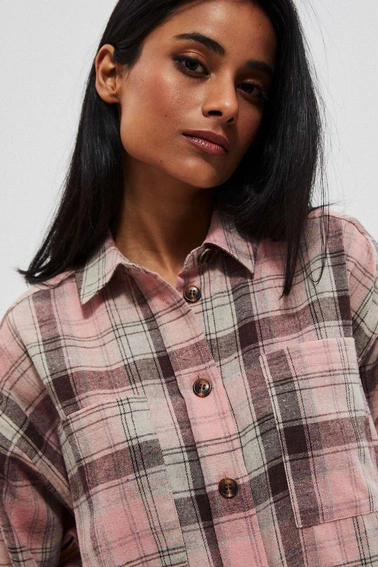 Koszula w kratę różana