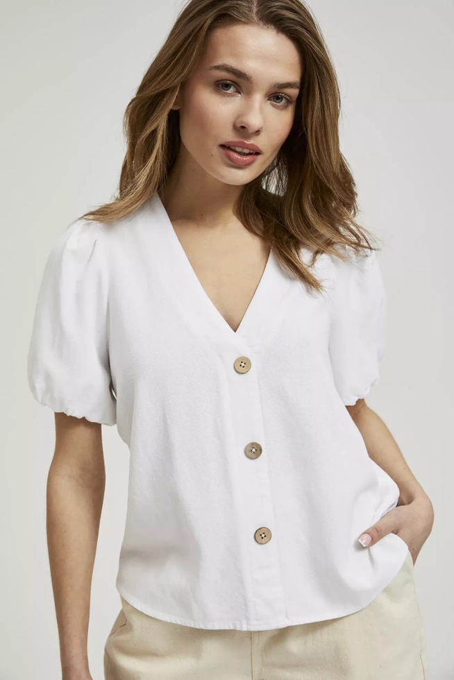 Koszula z krótkimi bufiastymi rękawami biała