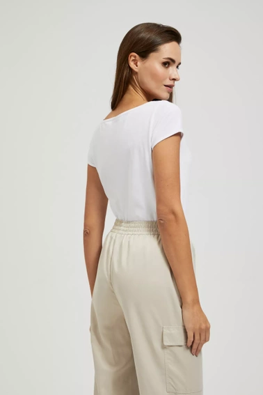 T-shirt z okrąłym dekoltem i krótkimi rękawami biały
