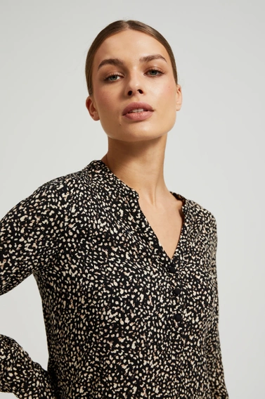 Wzorzysta koszula z długimi rękawami czarna