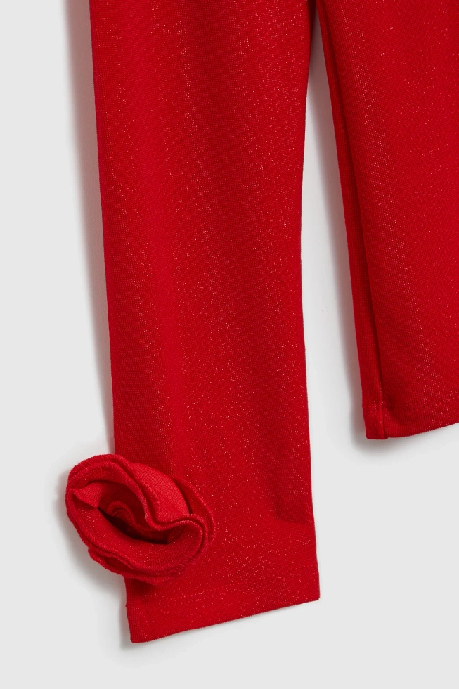 Bluzka z ozdobnymi rękawami czerwona