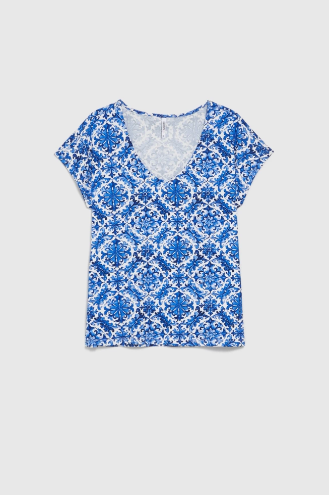 Wzorzysta bluzka niebieska
