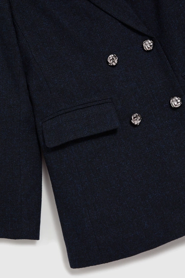 Marynarka dwurzędowa z ozdobnymi guzikami granatowa
