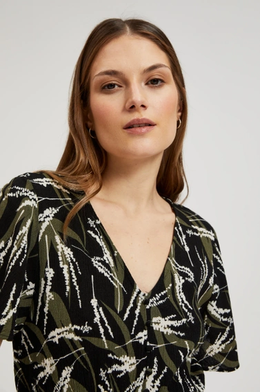 Wzorzysta sukienka midi czarna