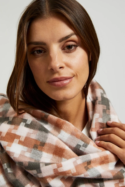 Szalik w kratę różowy