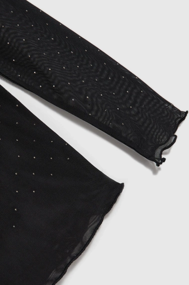 Bluzka z przezroczystymi rękawami czarna