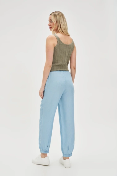 Spodnie z lyocell błękitne 