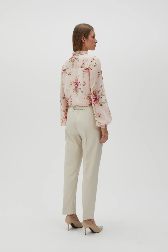 Spodnie z prostymi nogawkami w kant beżowe