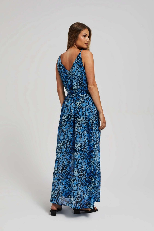 Wzorzysta sukienka maxi błękitna
