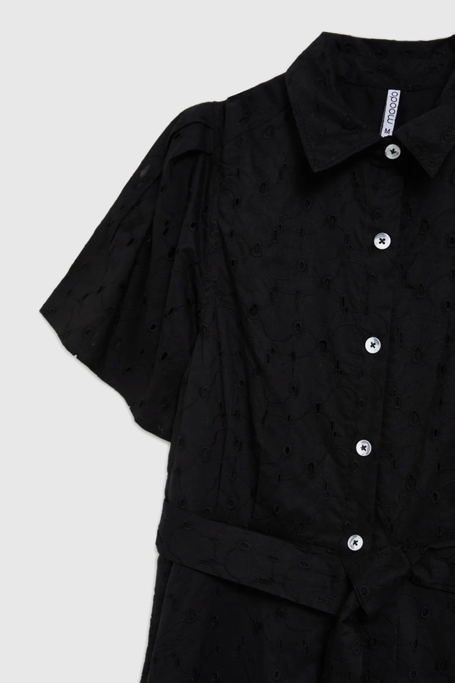 Rozkloszowana sukienka z guzikami czarna