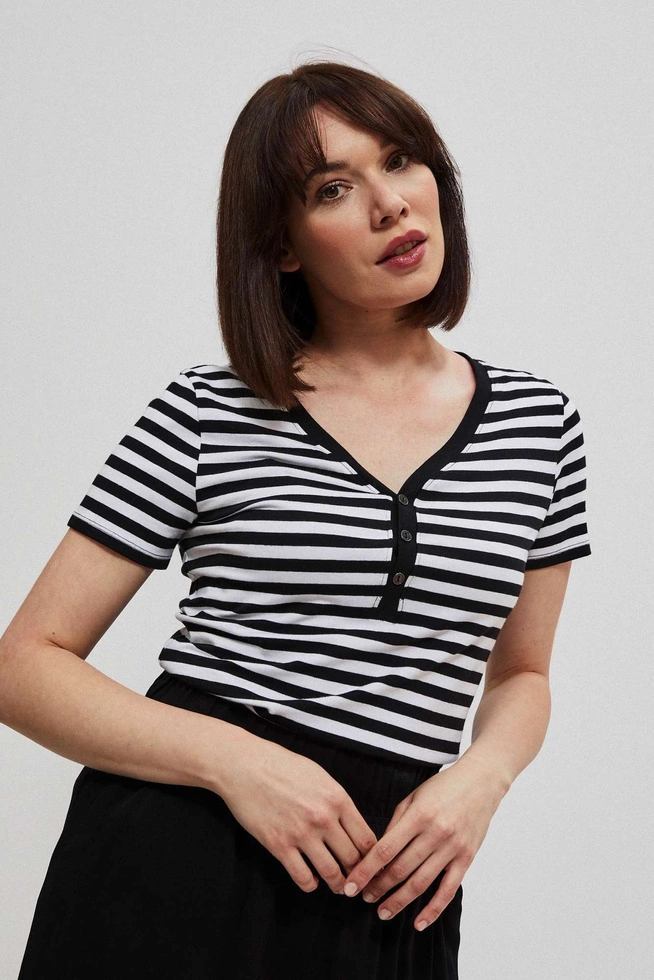 Bawełniana bluzka w paski czarna