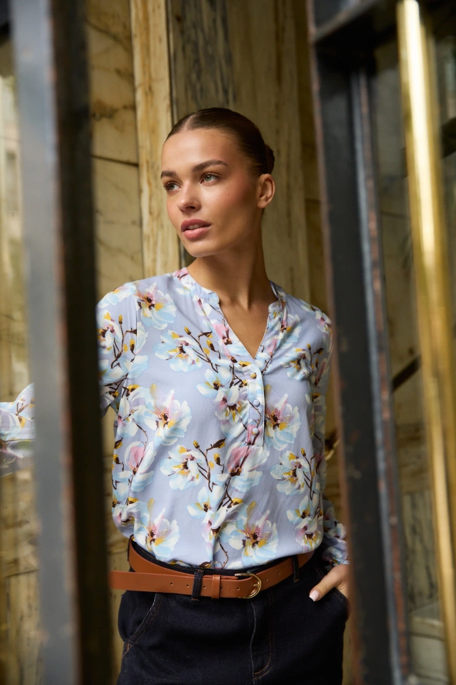 Koszula z wiskozy błękitna