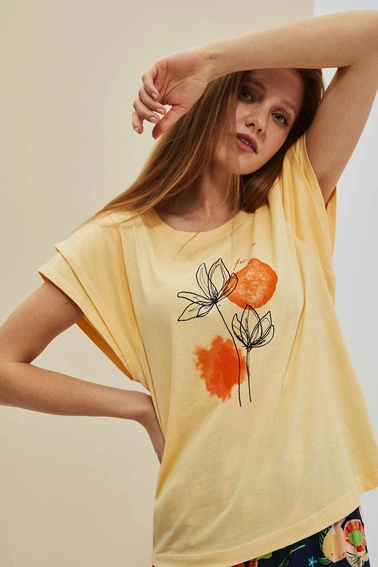 T-shirt z nadrukiem waniliowy