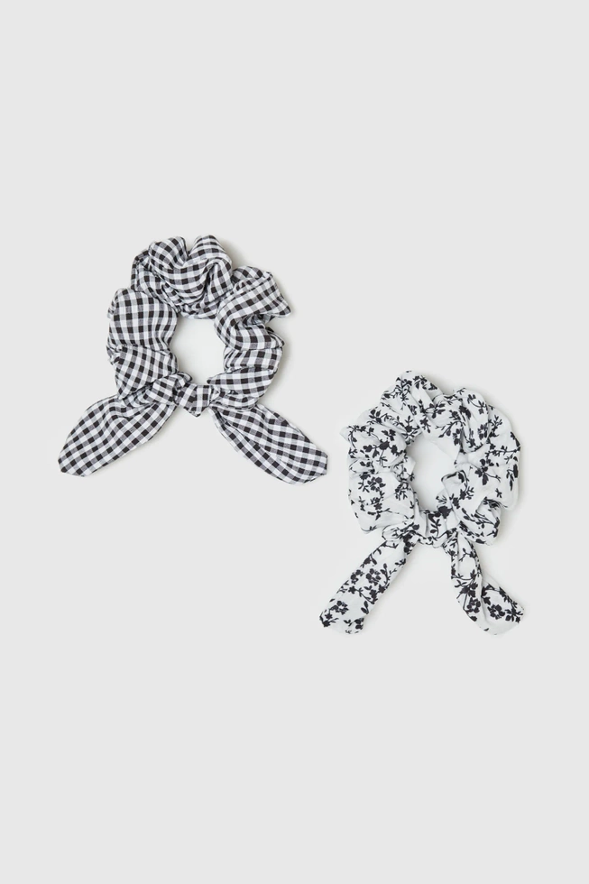 Zestaw dwóch gumek do włosów czarno-biały