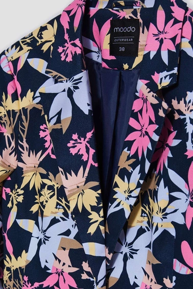 Jednorzędowa marynarka z roślinnym printem