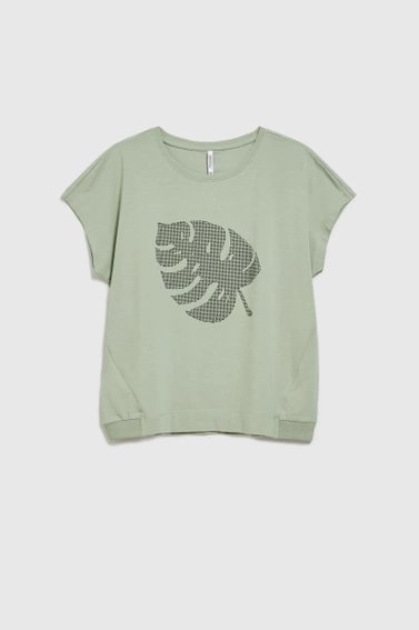 Bluzka z nadrukiem oliwkowa