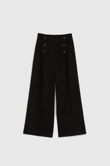 Spodnie kuloty z guzikami czarne