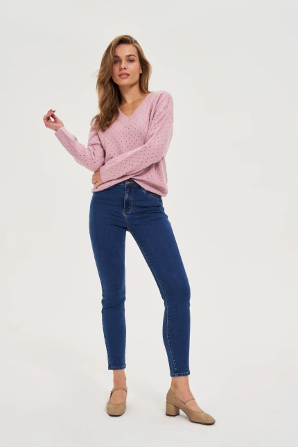 Jeansy rurki granatowe