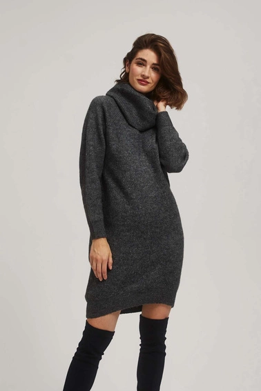 Swetrowa sukienka z golfem grafitowa