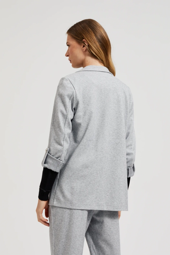 Marynarka bez zapięcia z podwijanymi rękawami szara