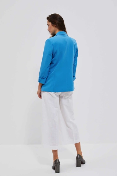 Marynarka z rękawami 3/4 i kieszeniami lazurowa