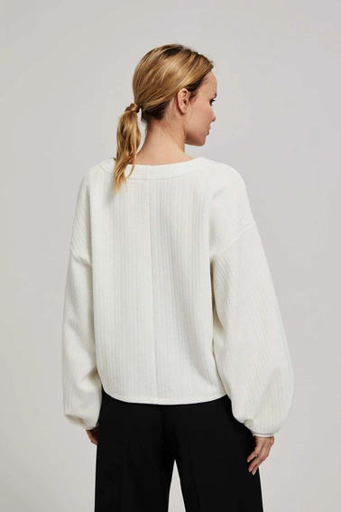 Bluza z bufiastymi rękawami perłowa