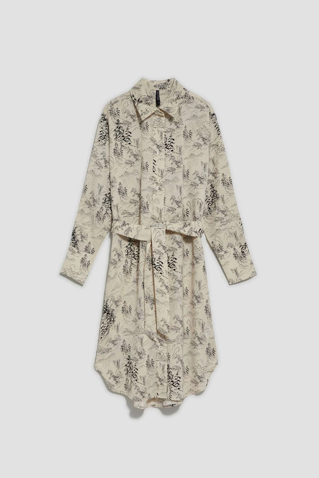 Sukienka z nadrukiem i paskiem