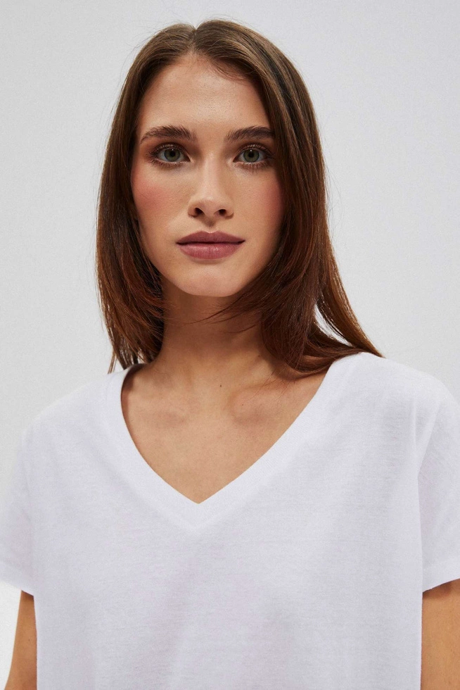 Bawełniana bluzka z dekoltem w serek biała