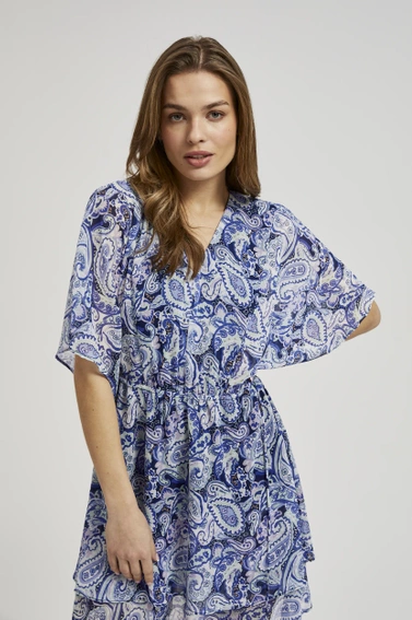 Wzorzysta sukienka przed kolana niebieska