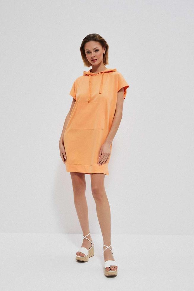 Sukienka dresowa z kapturem brzoskwiniowa