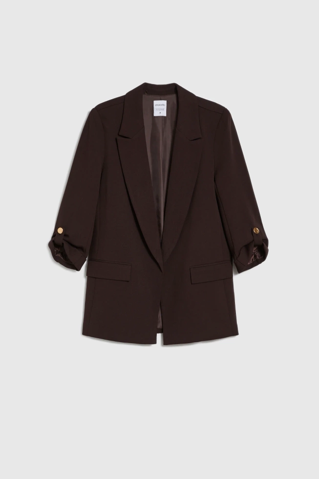 Marynarka z rękawami 3/4 brązowa