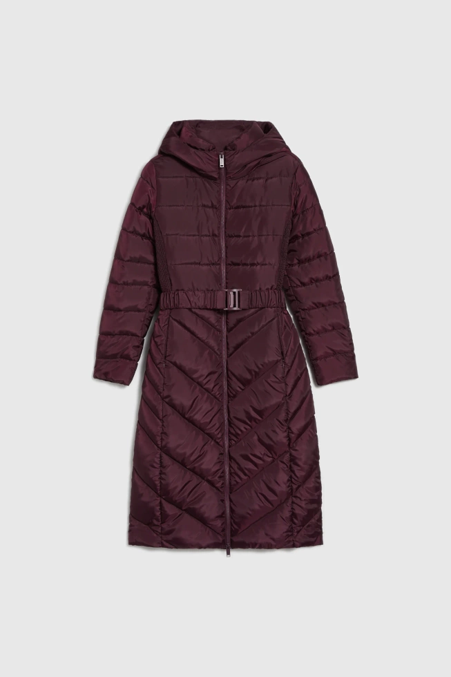 Kurtka z paskiem burgundowa