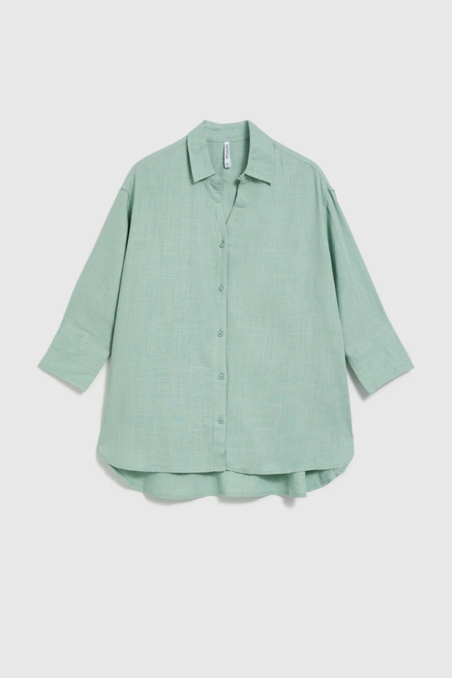 Lniana koszula oliwkowa