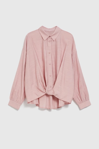 Koszula z asymetrycznym dołem różowa