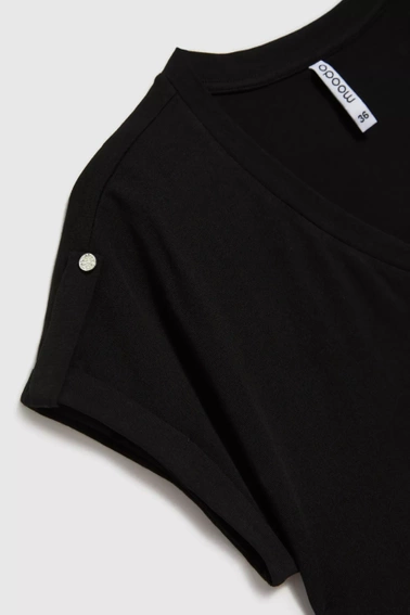 Gładka bluzka z dekoltem w serek czarna