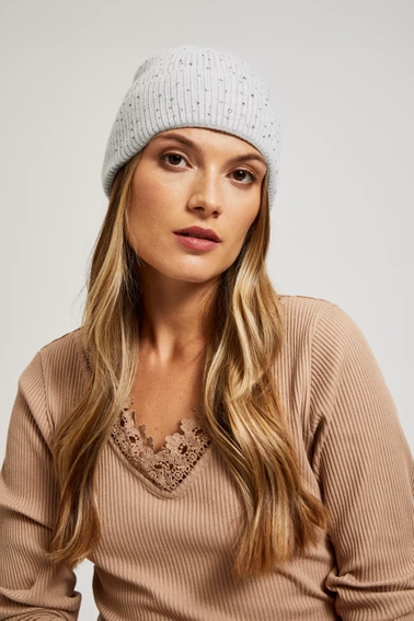 Dzianinowa czapka szara