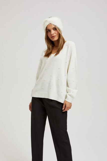 Ciepła opaska na głowę perłowa