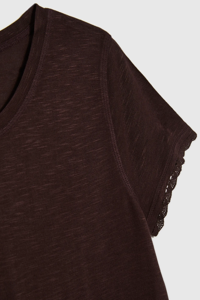 Bluzka z krótkimi rękawami brązowa