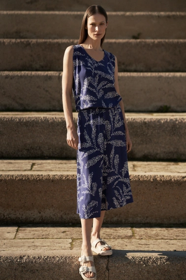 Koszula na ramiączka z wzorem kropek niebieska