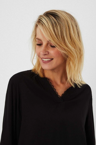 Gładka koszula z wiskozy czarna