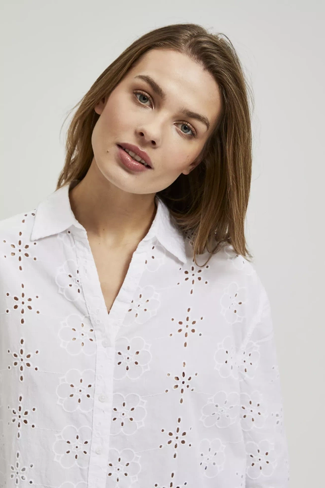 Koszula oversize z rękawami 3/4 biała