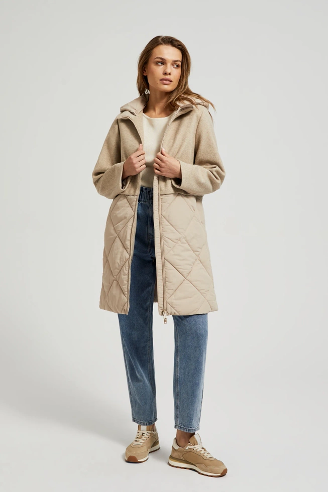 Kurtka z odpinanym kapturem beżowa