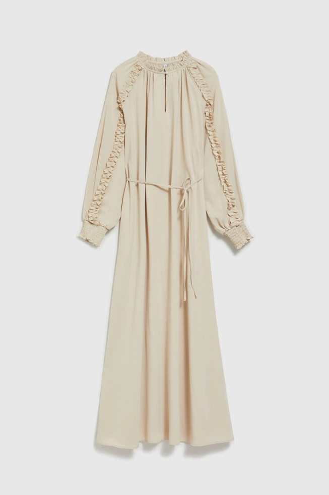 Sukienka maxi z falbankami beżowa
