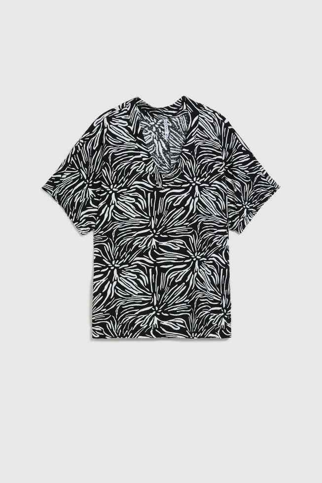 Wiskozowa koszula z wzorem czarna