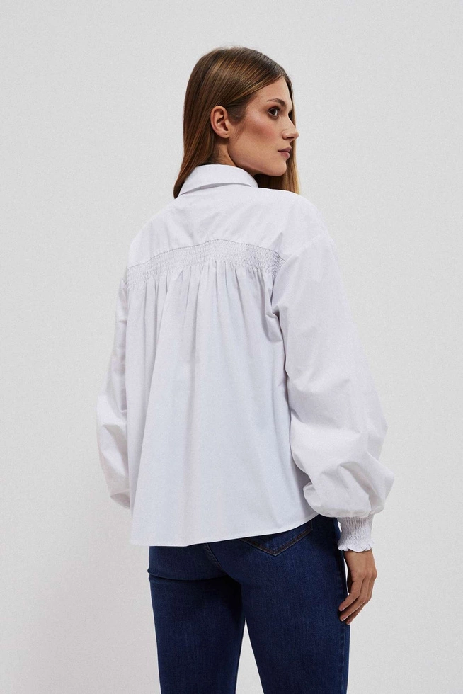 Koszula z bufiastymi rękawami i kołnierzykiem biała