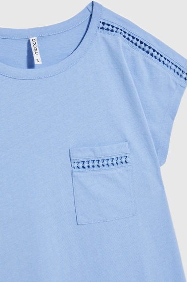 Bluzka z kieszonką błękitna