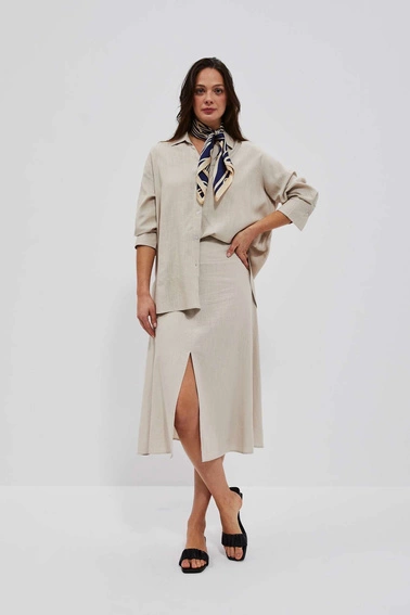 Lniana koszula ciemnobeżowa