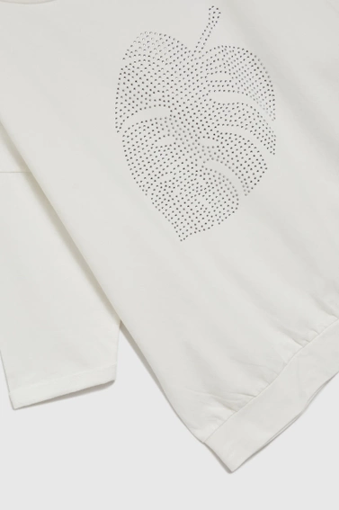 Bawełniana bluza z rękawami 3/4 biała