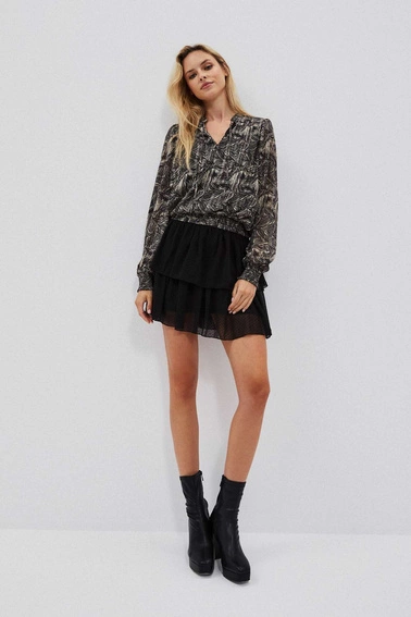 Koszula z printem i bufiastymi rękawami czarna